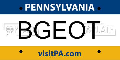 BGEOT Pennsylvania License Plate