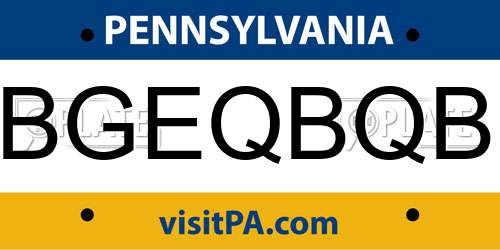 BGEQBQB Pennsylvania License Plate