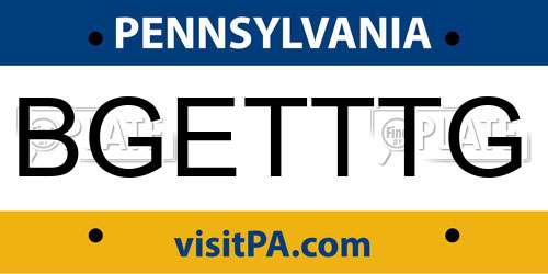 BGETTTG Pennsylvania License Plate