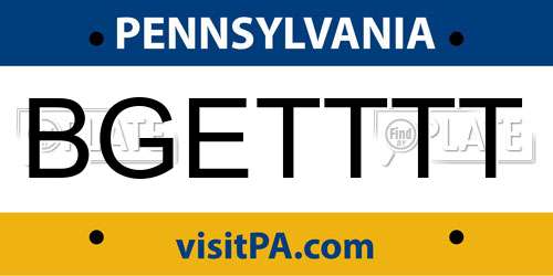 BGETTTT Pennsylvania License Plate