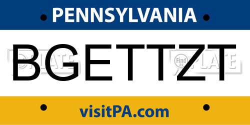 BGETTZT Pennsylvania License Plate