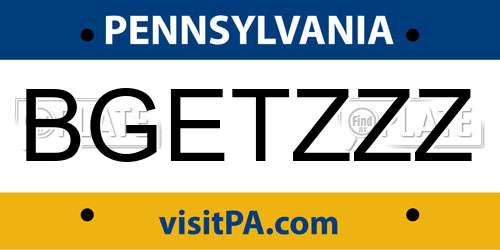 BGETZZZ Pennsylvania License Plate