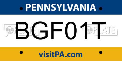 BGF01T Pennsylvania License Plate
