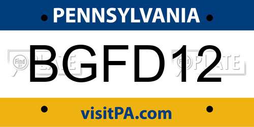 BGFD12 Pennsylvania License Plate