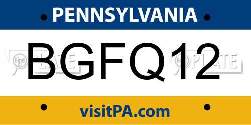 BGFQ12 Pennsylvania License Plate