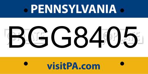 BGG8405 Pennsylvania License Plate