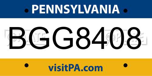 BGG8408 Pennsylvania License Plate