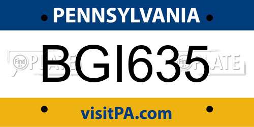 BGI635 Pennsylvania License Plate