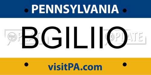 BGILIIO Pennsylvania License Plate