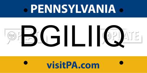BGILIIQ Pennsylvania License Plate