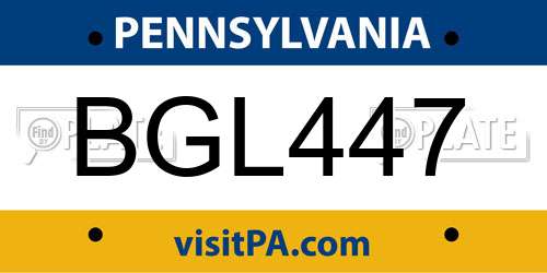 BGL447 Pennsylvania License Plate
