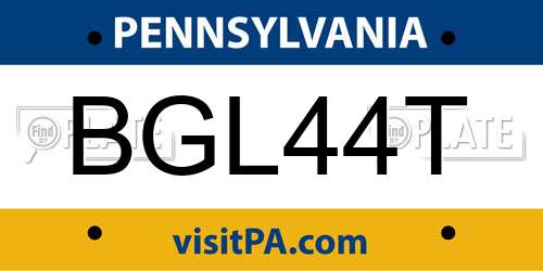 BGL44T Pennsylvania License Plate