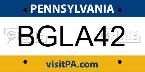 BGLA42 Pennsylvania License Plate