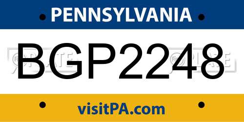 BGP2248 Pennsylvania License Plate