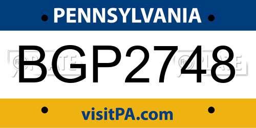 BGP2748 Pennsylvania License Plate