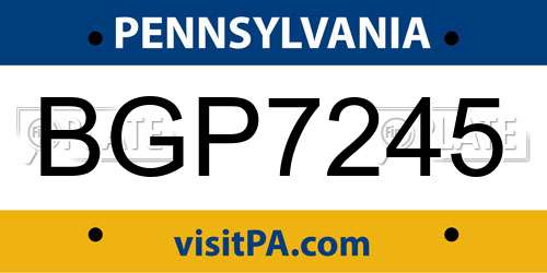 BGP7245 Pennsylvania License Plate