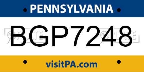BGP7248 Pennsylvania License Plate