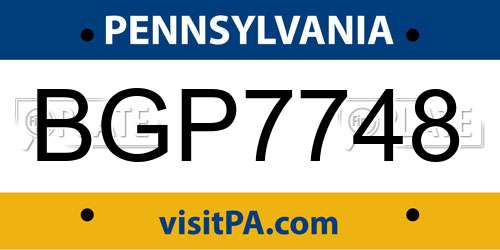 BGP7748 Pennsylvania License Plate