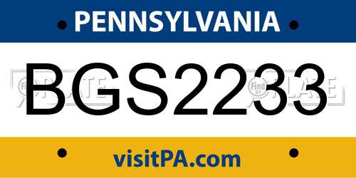 BGS2233 Pennsylvania License Plate