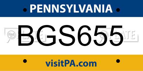 BGS655 Pennsylvania License Plate