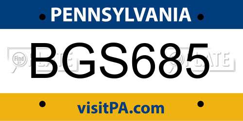 BGS685 Pennsylvania License Plate