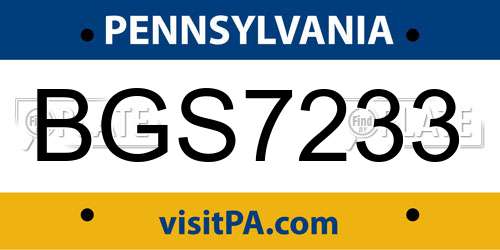 BGS7233 Pennsylvania License Plate