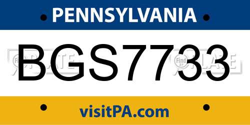 BGS7733 Pennsylvania License Plate