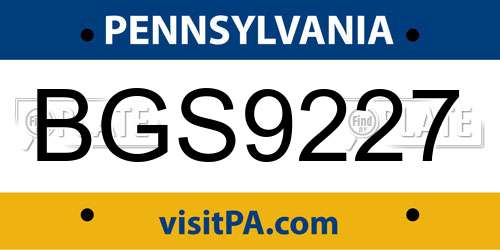 BGS9227 Pennsylvania License Plate