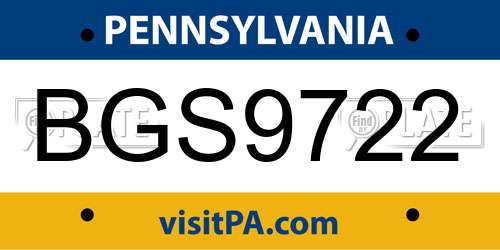 BGS9722 Pennsylvania License Plate