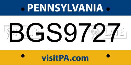BGS9727 Pennsylvania License Plate