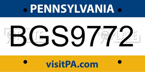 BGS9772 Pennsylvania License Plate