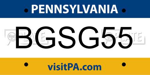 BGSG55 Pennsylvania License Plate
