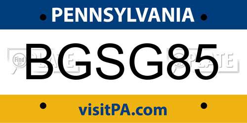 BGSG85 Pennsylvania License Plate