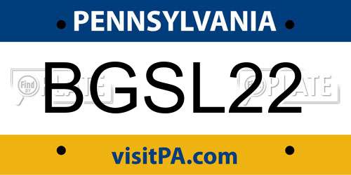 BGSL22 Pennsylvania License Plate