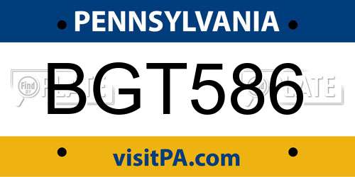 BGT586 Pennsylvania License Plate