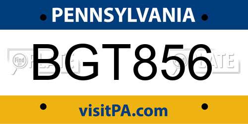 BGT856 Pennsylvania License Plate