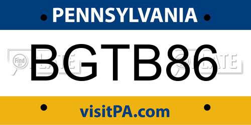 BGTB86 Pennsylvania License Plate