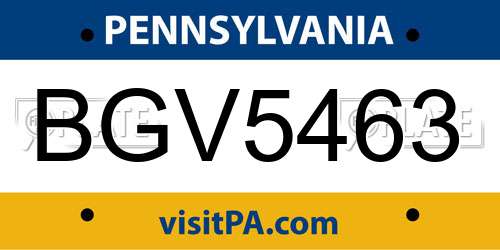 BGV5463 Pennsylvania License Plate
