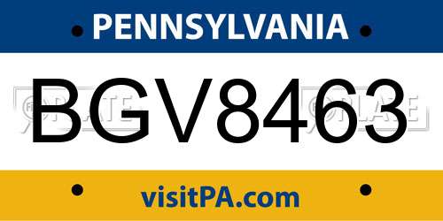 BGV8463 Pennsylvania License Plate