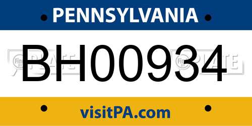 BH00934 Pennsylvania License Plate