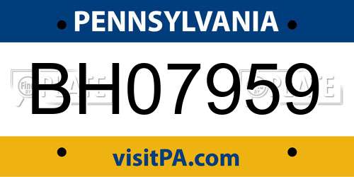 BH07959 Pennsylvania License Plate