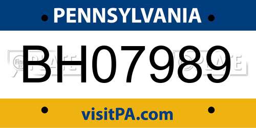 BH07989 Pennsylvania License Plate