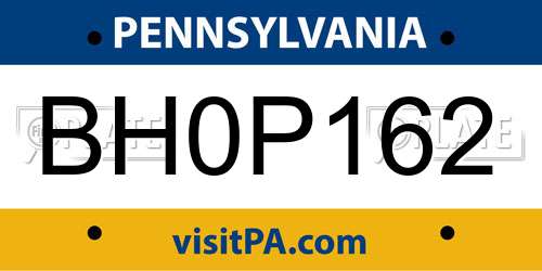 BH0P162 Pennsylvania License Plate