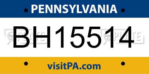 BH15514 Pennsylvania License Plate
