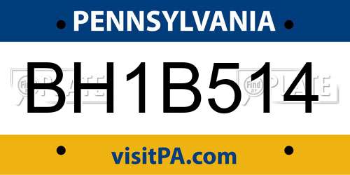 BH1B514 Pennsylvania License Plate
