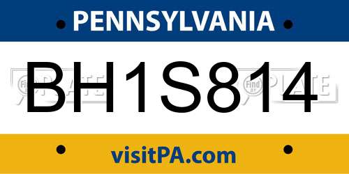 BH1S814 Pennsylvania License Plate