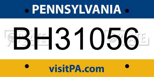 BH31056 Pennsylvania License Plate