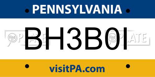 BH3B0I Pennsylvania License Plate