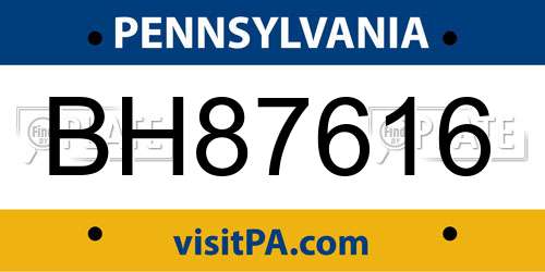 BH87616 Pennsylvania License Plate