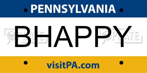 BHAPPY Pennsylvania License Plate